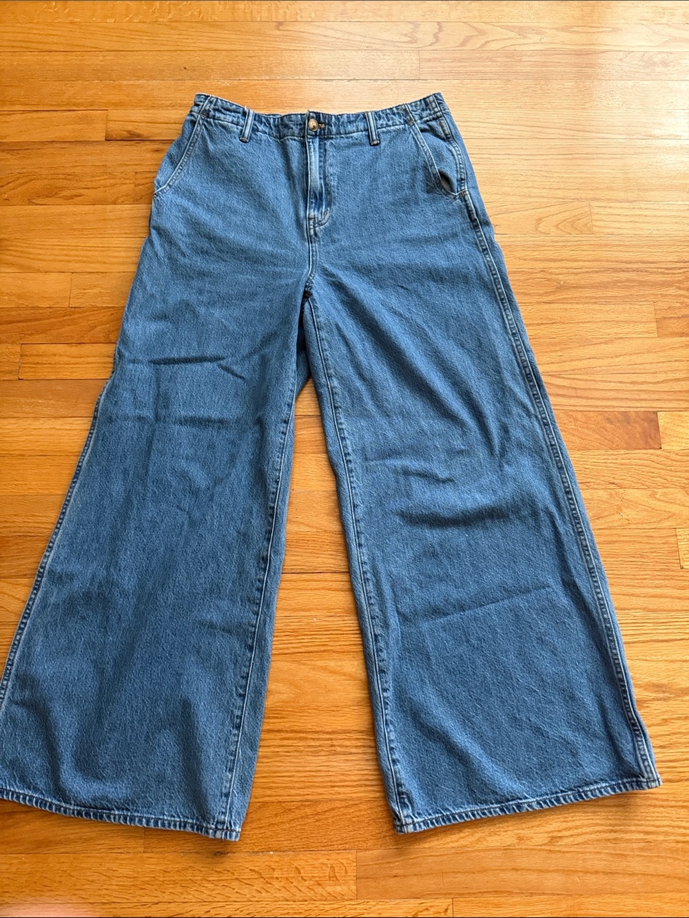 Madewell Wide Sweep Denim Trousers Womens 29 Blue High-rise Wide Leg J01 - Picture 2 of 6
